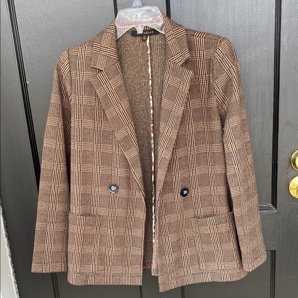 Downeast XS Plaid Brown Women's Blazer